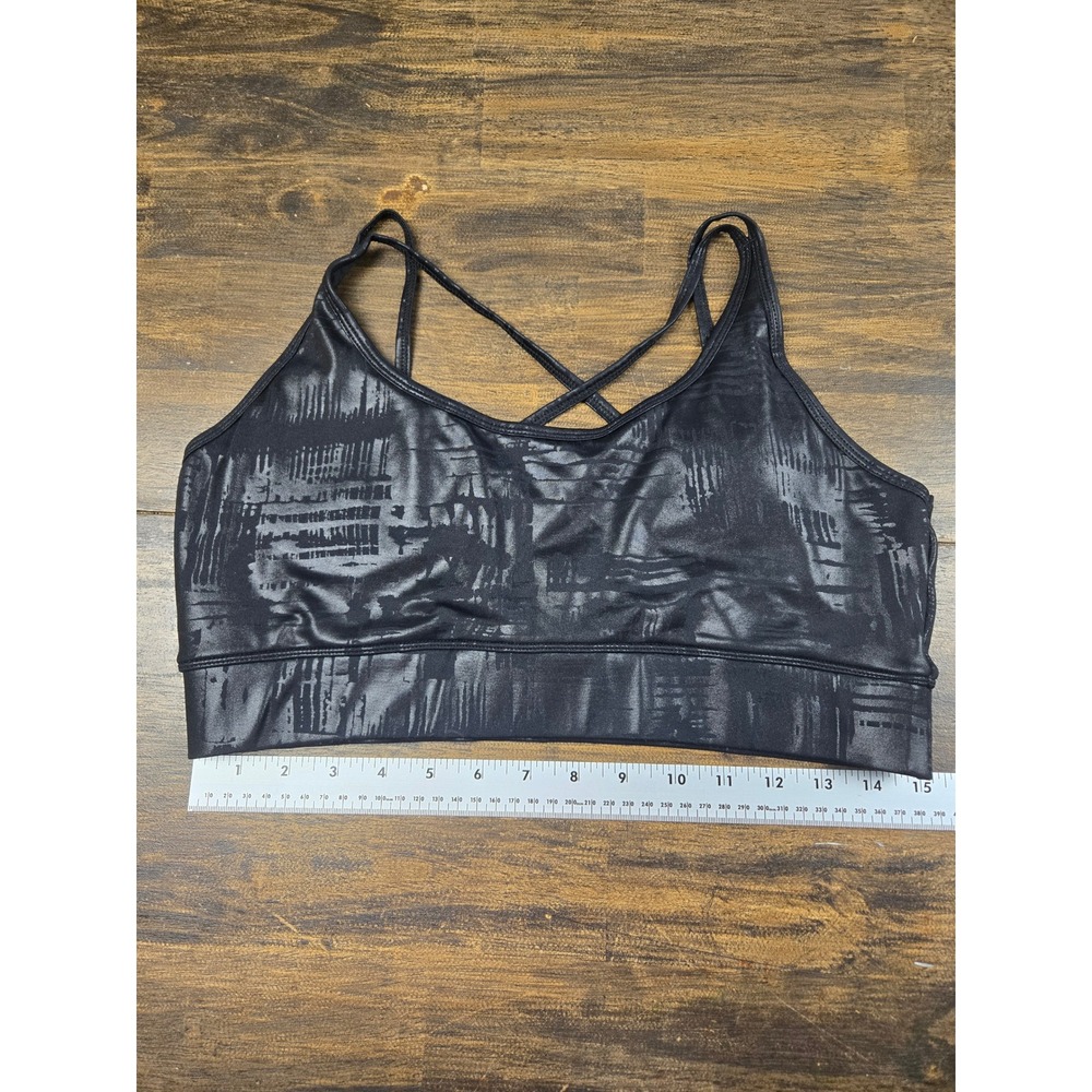 PrismSport Womens Large Black Abstract Foil Print Strappy Back Sports Bra - Picture 5 of 9